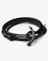 Black Leather Wrap Anchor Bracelet