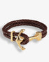 Genuine Leather Gold Anchor Bracelet