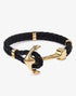 Luxury Black Braided Leather Anchor Bracelet