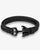 Matte Black Leather Anchor Bracelet - Zorrado