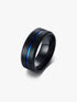 Blue Grooved Tungsten Carbide Ring
