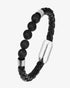 Men's Leather Bracelet With Lava Beads