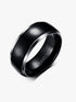 Silver Stepped Black Titanium Ring